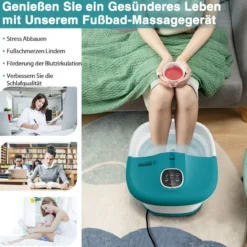 Fußbad Massagegerät Fußmassage Spa mit Fernbedienung Klappbar 33,5 x 41 x 20,5 cm Türkis