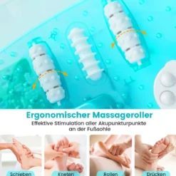 Fußbad Massagegerät Fussbadewanne elektrisch Foot Massager mit Heizung Eisblau
