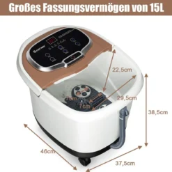 Fußbad Massagegerät mit Rollen 35-48℃ Elektrische Fußbadewanne Duschemassage Braun