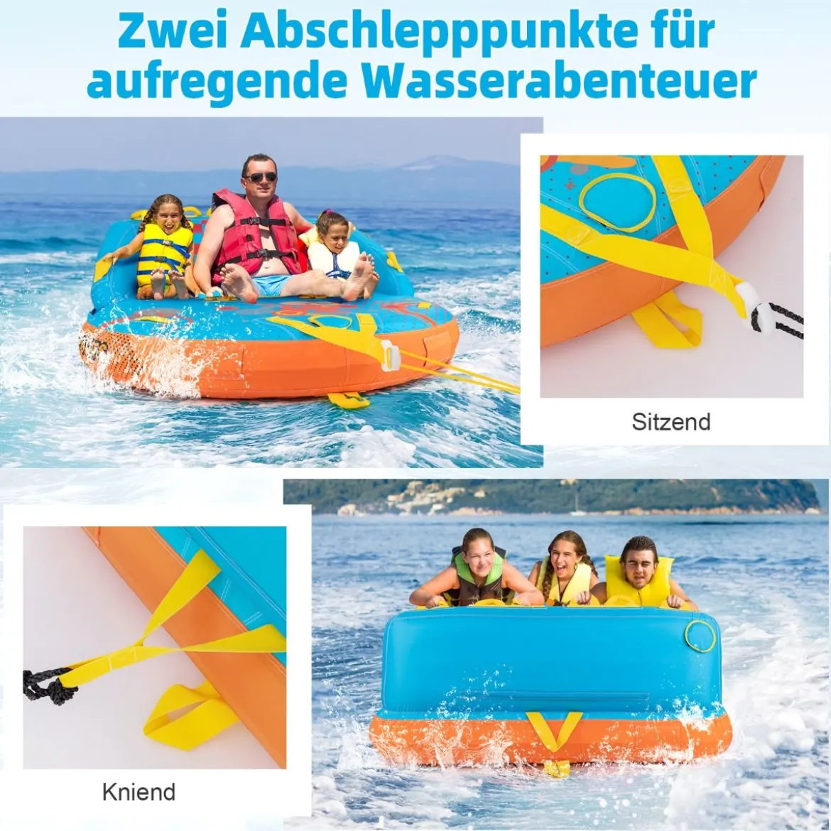 Funtube für 3 Personen Towable Tube zum Sitzen und Knien Formula Tube für Boot