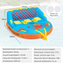 Funtube für 3 Personen Towable Tube zum Sitzen und Knien Formula Tube für Boot