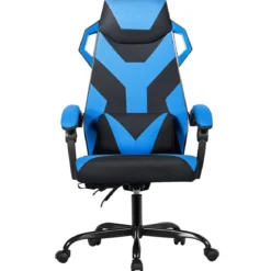 Gaming Stuhl verstellbar Bürostuhl Chefsessel mit hoher Rücken Racingstuhl Blau