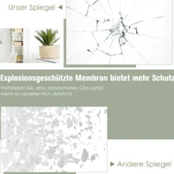 Ganzkörperspiegel mit goldenem Stahlrahmen & explosionssicherer Folie Wandspiegel