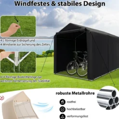 Garagenzelt 160 x 218 x 164 cm Gerätehaus Wasserdicht mit Metallrahmen Grau/Dunkelgrau