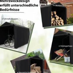 Garagenzelt 160 x 218 x 164 cm Gerätehaus Wasserdicht mit Metallrahmen Dunkelgrau