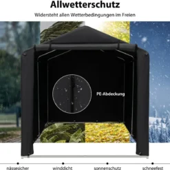 Garagenzelt 160 x 218 x 164 cm Gerätehaus Wasserdicht mit Metallrahmen Dunkelgrau