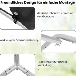 Garagenzelt 160 x 218 x 164 cm Gerätehaus Wasserdicht mit Metallrahmen Dunkelgrau