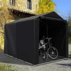 Garagenzelt 160 x 218 x 164 cm Gerätehaus Wasserdicht mit Metallrahmen Dunkelgrau