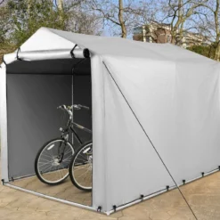 Garagenzelt 160 x 218 x 164 cm Gerätehaus Wasserdicht mit Metallrahmen Grau