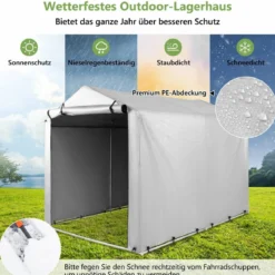 Garagenzelt 160 x 218 x 164 cm Gerätehaus Wasserdicht mit Metallrahmen Grau