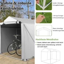 Garagenzelt 160 x 218 x 164 cm Gerätehaus Wasserdicht mit Metallrahmen Grau