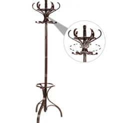 Garderobenständer Kleiderständer Garderobe mit 12 Haken Braun/Schwarz/Natur/Weiß