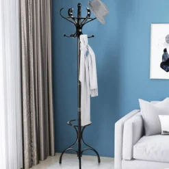 Garderobenständer Kleiderständer Garderobe mit 12 Haken Braun/Schwarz/Natur/Weiß