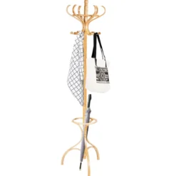Garderobenständer Kleiderständer Garderobe mit 12 Haken Braun/Schwarz/Natur/Weiß