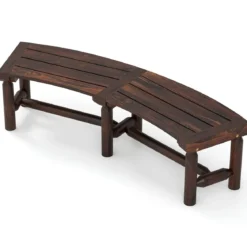 Gartenbank ohne Rückenlehne für 2-3 Sitzer Wetterfeste Holzbank bis 325 kg Belastbar Braun