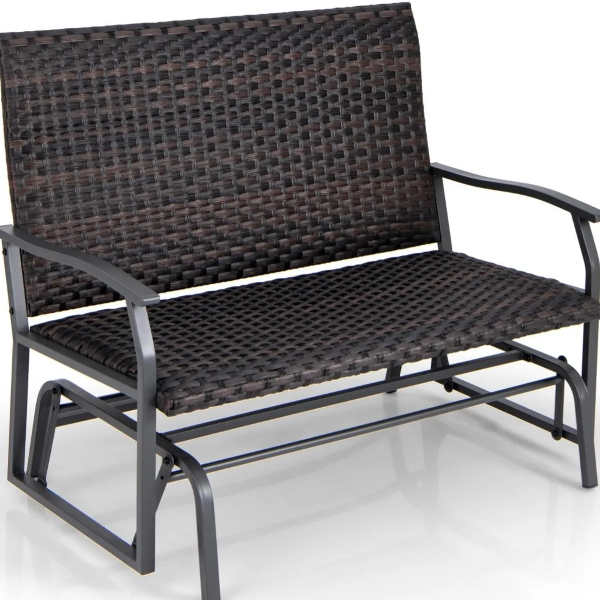 Gartenbank Polyrattan Schaukelbank mit sanfter Gleitbewegung Terrassenbank für Balkon Braun