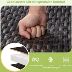 Gartenbank Polyrattan Schaukelbank mit sanfter Gleitbewegung Terrassenbank für Balkon Braun