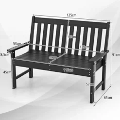 Gartenbank wetterfest Allwetter-Sitzbank aus HDPE Parkbank für 2-3 Sitzer Braun/Schwarz/Grau/Weiß