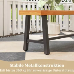 Gartenbank wetterfest 3-Sitzer Sitzbank bis 360 kg Parkbank aus Akazienholz und Metall