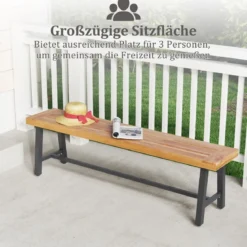 Gartenbank wetterfest 3-Sitzer Sitzbank bis 360 kg Parkbank aus Akazienholz und Metall