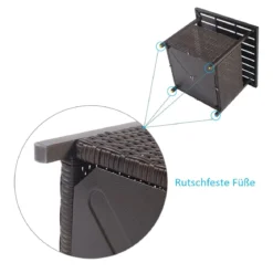 Garten Beistelltisch Rattan Gartentisch mit Schirmloch 55,5 x 55,5 x 46 cm Dunkelbraun