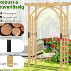 Gartenbogen aus Holz Rosenbogen für Kletterpflanzen Eleganter Hochzeitsbogen Natur