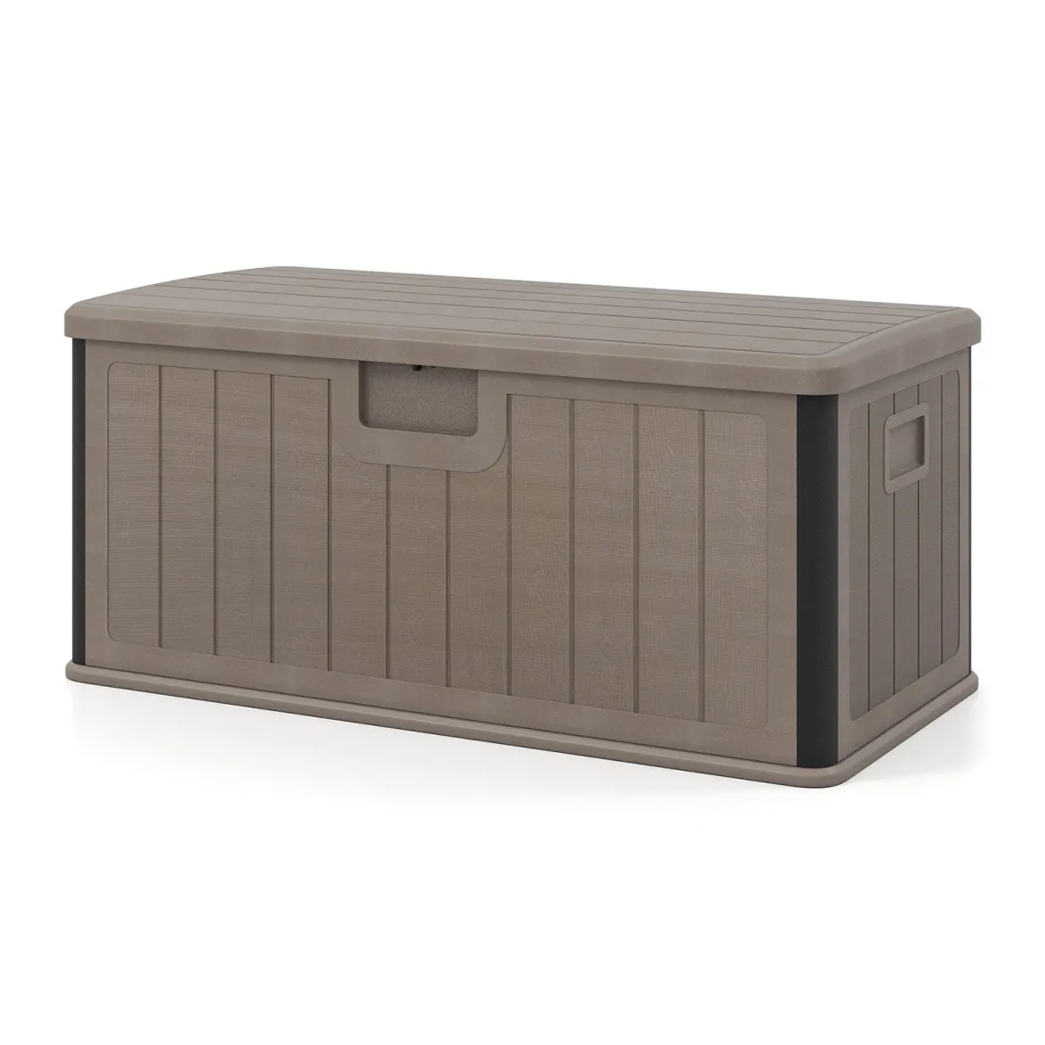 Gartenbox 378 L Auflagenbox Wasserdicht für Garten mit Abschließbarem Deckel Aufbewahrungsbox für Kissen Braun