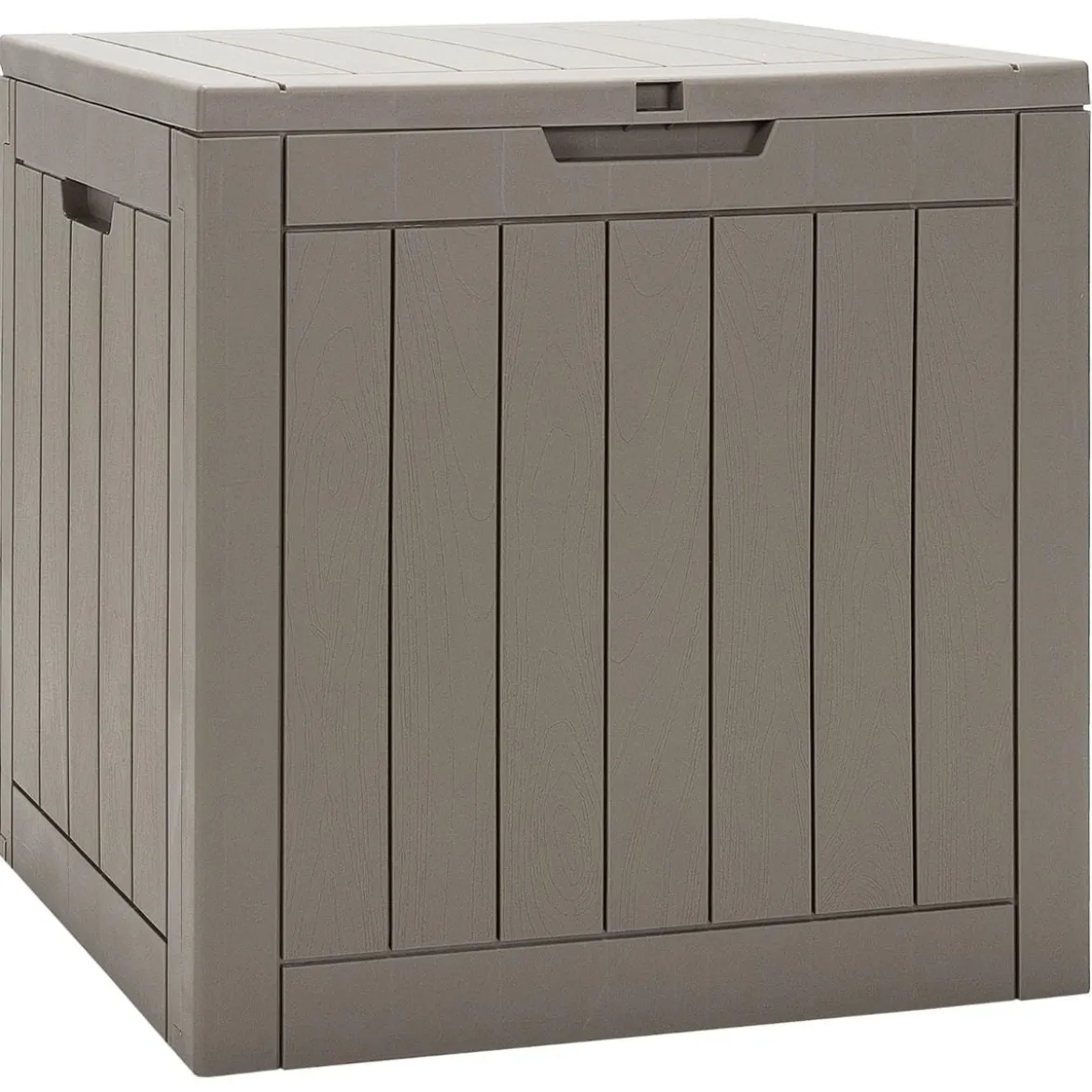 Gartenbox mit 114 L Kapazität abschließbarem Deckel & integrierten Griffen Hellbraun