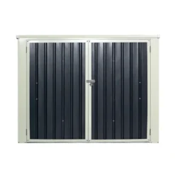 Gartenbox Wasserdicht Mülltonnenbox Garten Gerätebox Metall Dunkelgrau 173 x 97x 134 cm