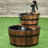 Gartenbrunnen Holz Brunnen Holzbrunnen Holzfass mit Wasserpumpe Ø 44,5cm