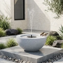 Gartenbrunnen Solarbetriebener Springbrunnen mit LED Beleuchtung und 3 Düsen Terrassenbrunnen