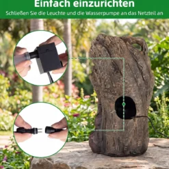 Gartenbrunnen 4-Stufiger Springbrunnen mit LED-Beleuchtung & Pumpe Wasserspiel Wetterfest