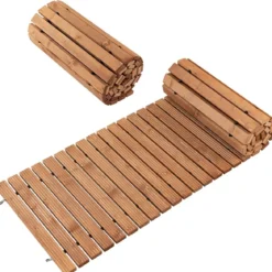 Garten-Holzweg 245 x 55 x 2 cm Ausrollbarer Witterungsbeständiger Gerader Gehweg im Freien