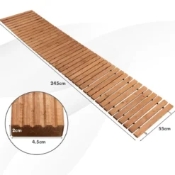Garten-Holzweg 245 x 55 x 2 cm Ausrollbarer Witterungsbeständiger Gerader Gehweg im Freien