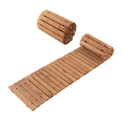 Garten-Holzweg 245 x 43 x 2 cm Ausrollbarer Witterungsbeständiger Gerader Gehweg im Freien