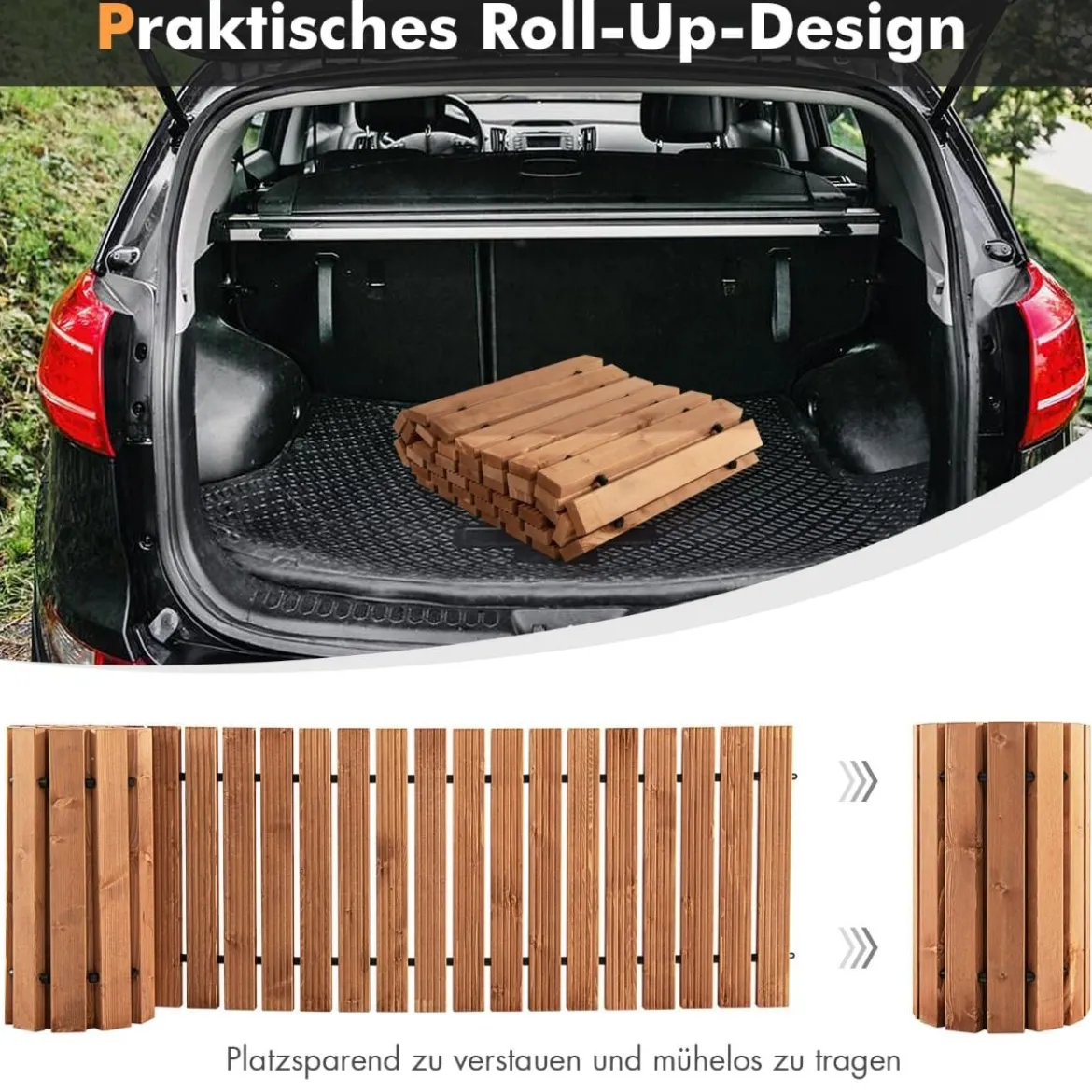 Garten-Holzweg 245 x 43 x 2 cm Ausrollbarer Witterungsbeständiger Gerader Gehweg im Freien