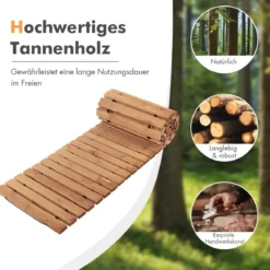 Garten-Holzweg 245 x 43 x 2 cm Ausrollbarer Witterungsbeständiger Gerader Gehweg im Freien