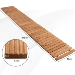 Garten-Holzweg 245 x 43 x 2 cm Ausrollbarer Witterungsbeständiger Gerader Gehweg im Freien