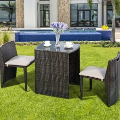 Gartenmöbel Rattan Lounge 3er Set Polyrattan Sitzgruppe Rattanmöbel Garnitur