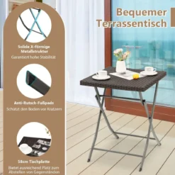 Gartenmöbel-Set 3-Teiliges Bistro-Set aus Weidengeflecht Braun