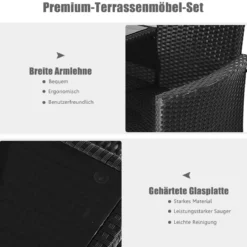 Gartenmöbel-Set Terrassensofa mit Tisch aus Glas 138 x 62 x 85 cm Rot