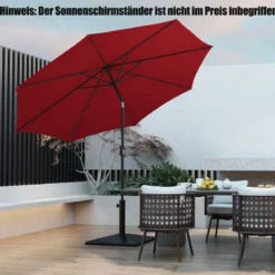 Gartenschirm Ø300cm Sonnenschirm mit 112 LED-Leuchten Rot
