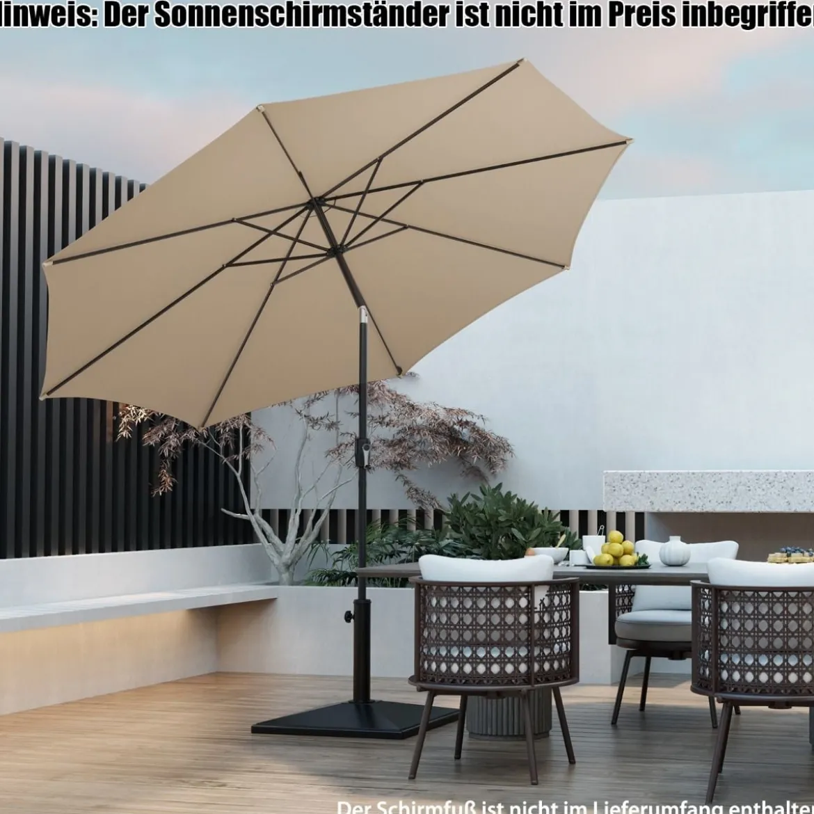Gartenschirm Ø300cm Sonnenschirm mit 112 LED-Leuchten Beige