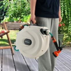 Gartenschlauch-Aufroller mit Wandhalterung 180˚ drehbare Halterung 1/2 Zoll 30m + 2m