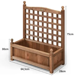 Gartenspalier Blumenkasten mit Rankgitter Massivholz-Pflanzgefäß 64,5 x 28 x 75 cm Dunkelbraun