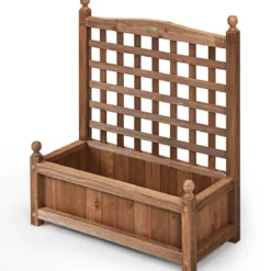 Gartenspalier Blumenkasten mit Rankgitter Massivholz-Pflanzgefäß 64,5 x 28 x 75 cm Dunkelbraun