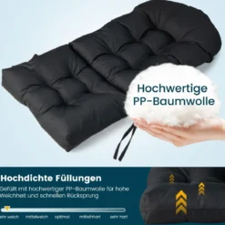 Gartenstuhlauflagen Hochlehner 125 x 59 x 10 cm Stuhlkissen Schwarz