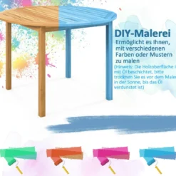 Gartentisch Akazienholz Esstisch rund für 4 Personen Bistrotisch Holztisch für Hof 110 x 110 x 75 cm Natur