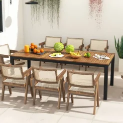 Gartentisch Akazienholz Garten Esstisch für 8 Personen Rechteckiger Terrassentisch 200 x 90 x 75 cm