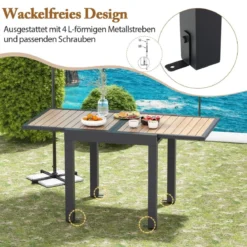 Gartentisch Aluminium ausziehbar 80/160 x 80 cm wetterfester Esstisch mit Tischplatte in Holzoptik